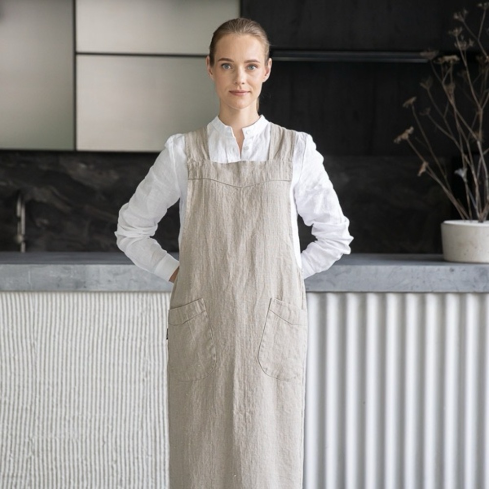 LinenMe Back Cross Apron Natural Terra